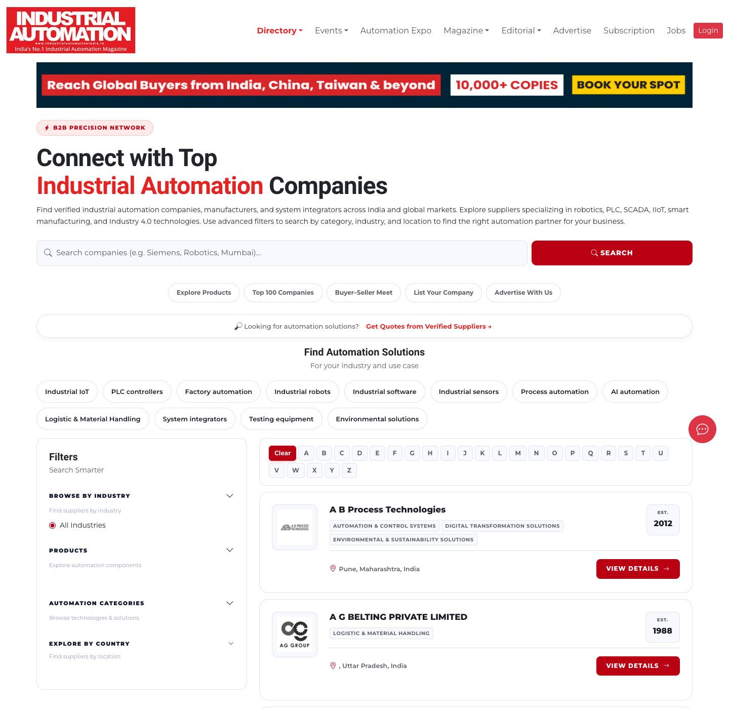 Directory page of industrialautomationindia.in