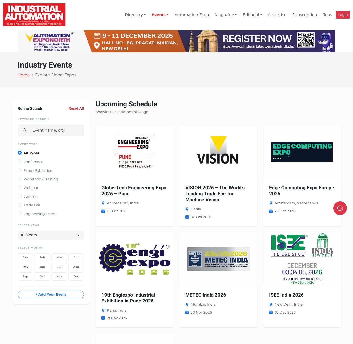Events page of industrialautomationindia.in